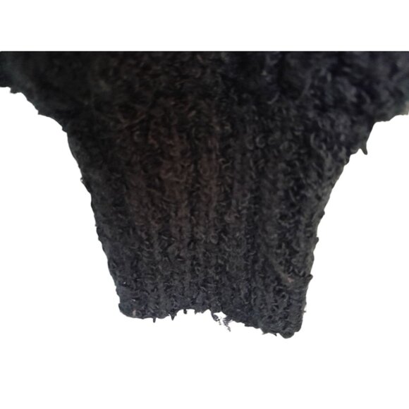 Vtg Jason Maxwell Womens Open Chunky Fuzzy Textured Cardigan Pockets Blk Size S - Picture 5 of 6